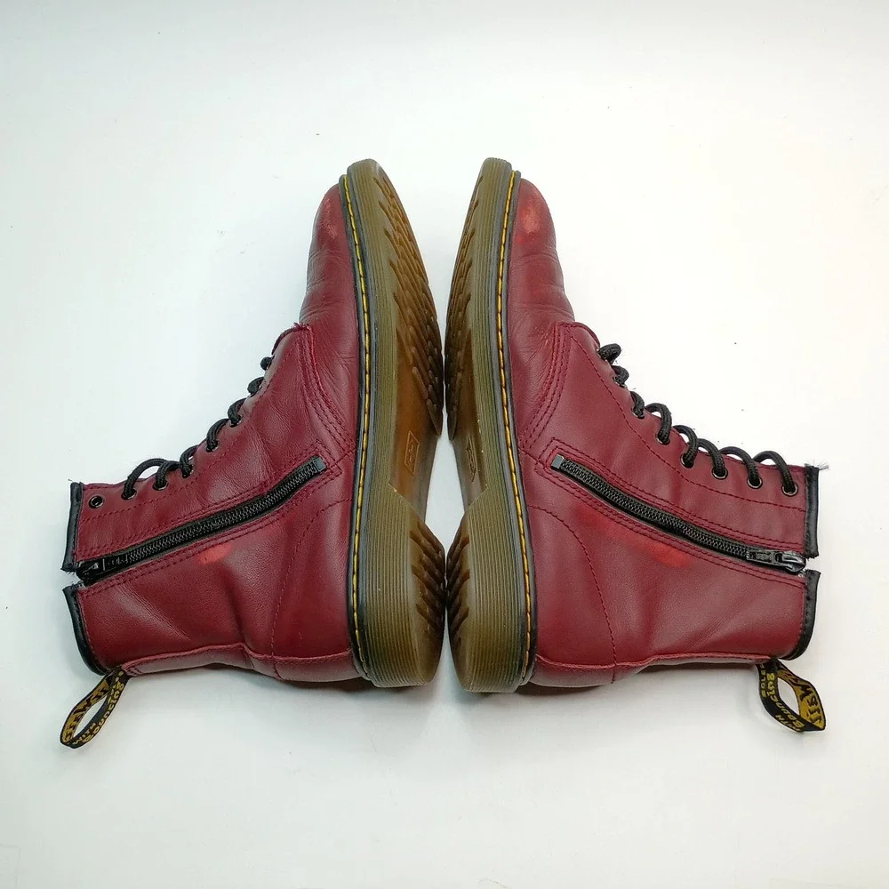 Dr. Martens Boots Womens Size 6 Cherry Red Leather Side Zip 1460Y